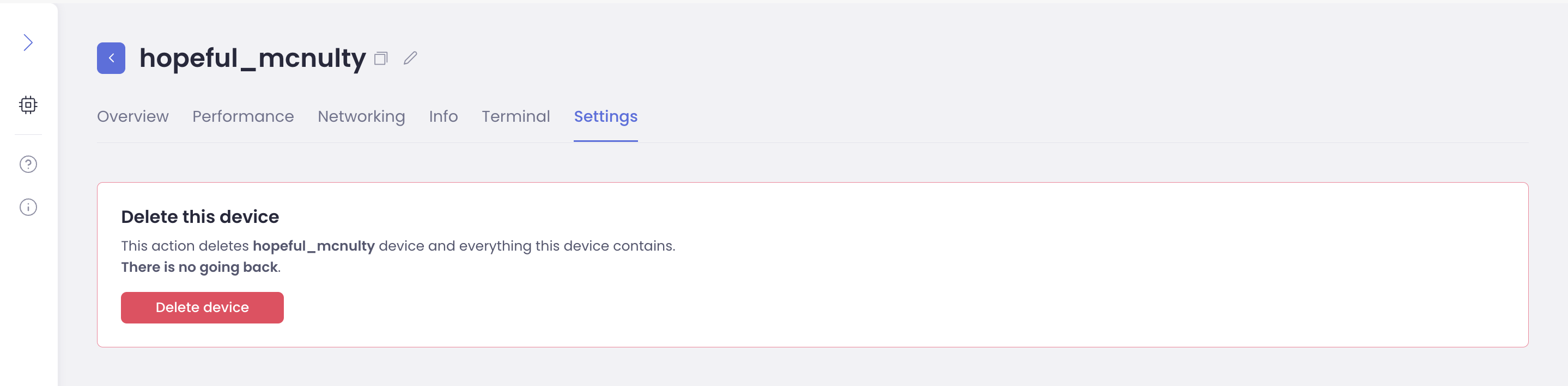 Settings tab.